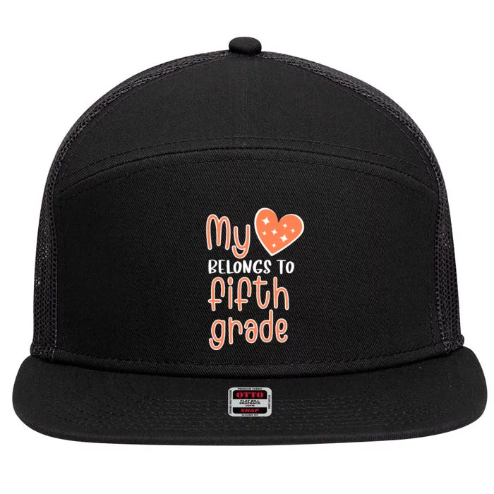 5th Grade My Belongs To Fifth Grade Teacher Back To School Teacher Gift 7 Panel Mesh Trucker Snapback Hat