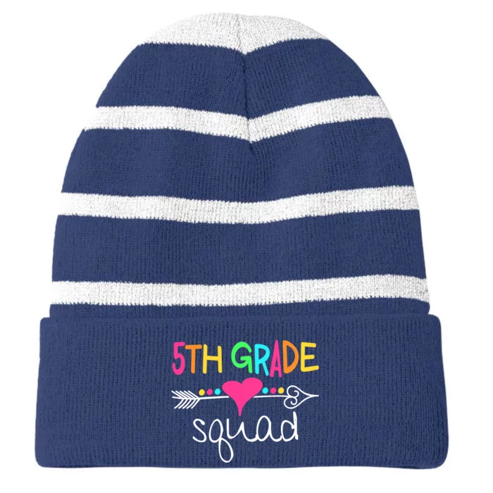 5th Grade Squad Fifth Teacher Student Team Back To School Striped Beanie with Solid Band