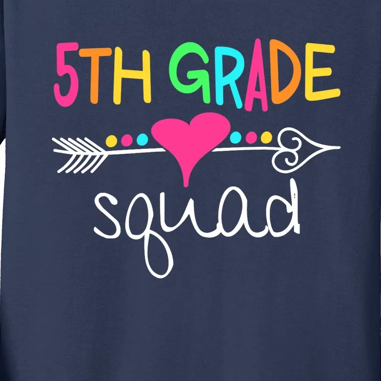 5th Grade Squad Fifth Teacher Student Team Back To School Kids Long Sleeve Shirt