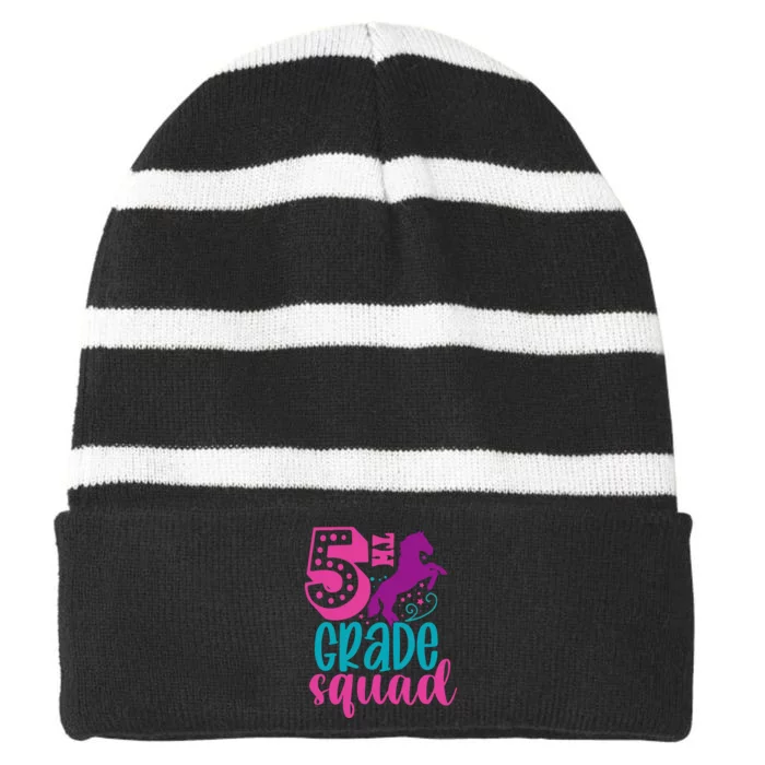 5th Grade Squad Back To School Teacher Fifth Grade Gift Striped Beanie with Solid Band