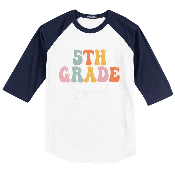 5th Grade Squad Retro Groovy Funny Happy First Day Of School Baseball Sleeve Shirt