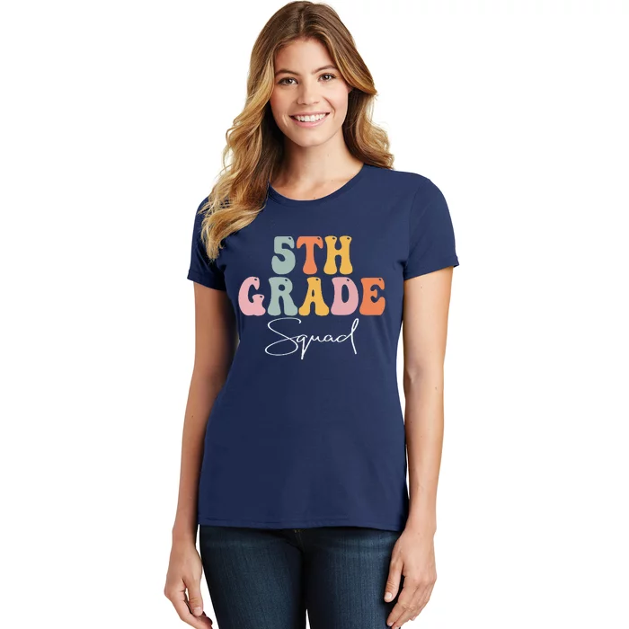 5th Grade Squad Retro Groovy Funny Happy First Day Of School Women's T-Shirt