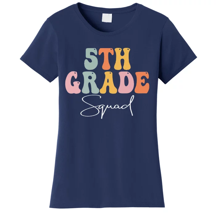 5th Grade Squad Retro Groovy Funny Happy First Day Of School Women's T-Shirt