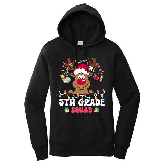 5th Grade Squad Reindeer Christmas Fifth Grade Teacher Xmas Women's Pullover Hoodie