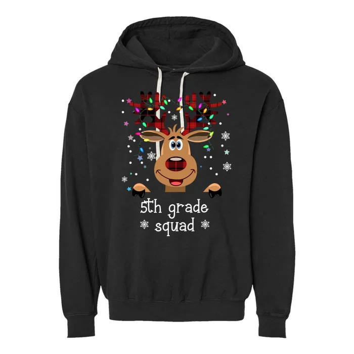 5th Grade Squad Reindeer Christmas Garment-Dyed Fleece Hoodie