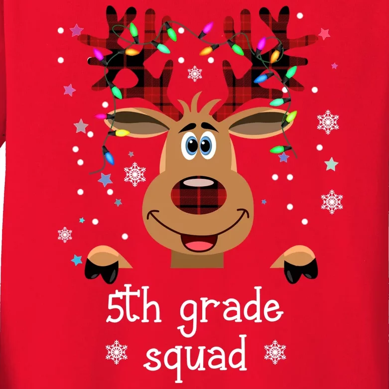 5th Grade Squad Reindeer Christmas Kids Long Sleeve Shirt