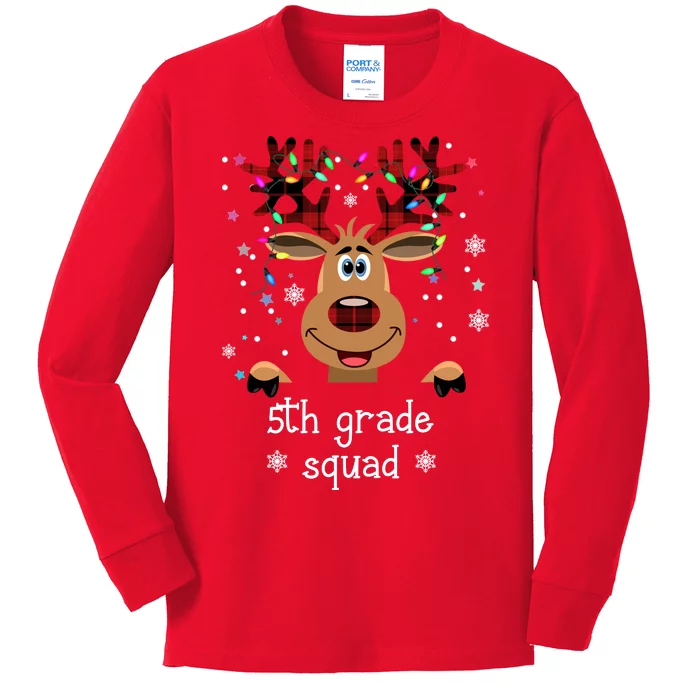 5th Grade Squad Reindeer Christmas Kids Long Sleeve Shirt