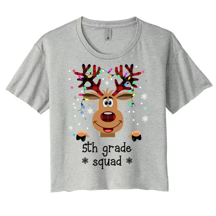 5th Grade Squad Reindeer Christmas Women's Crop Top Tee