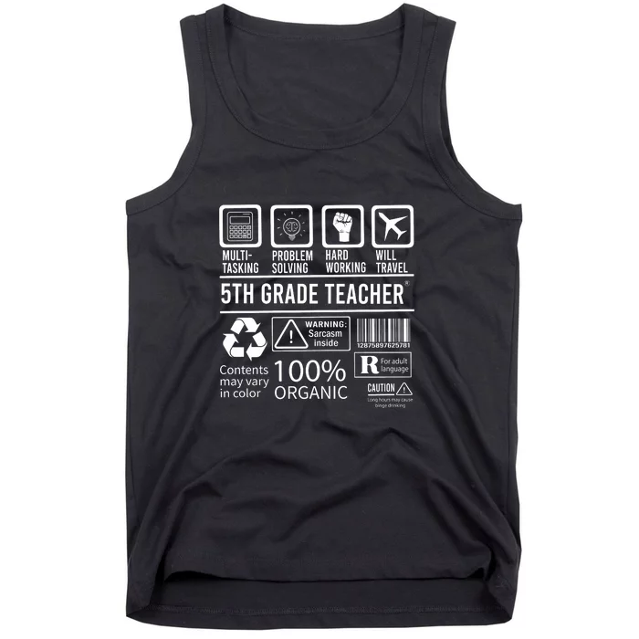 5th Grade Teacher MultiTasking Certified Job Gift Fifth Grade Tank Top