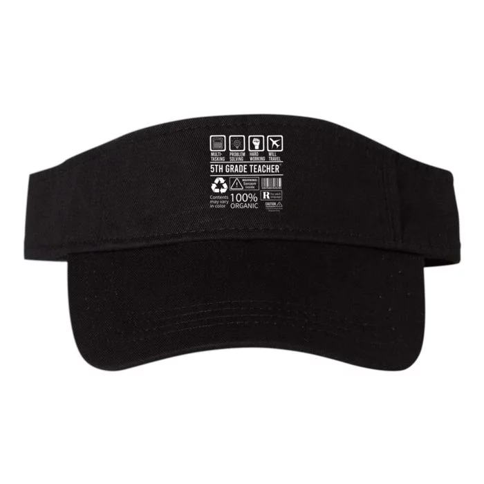 5th Grade Teacher MultiTasking Certified Job Gift Fifth Grade Valucap Bio-Washed Visor