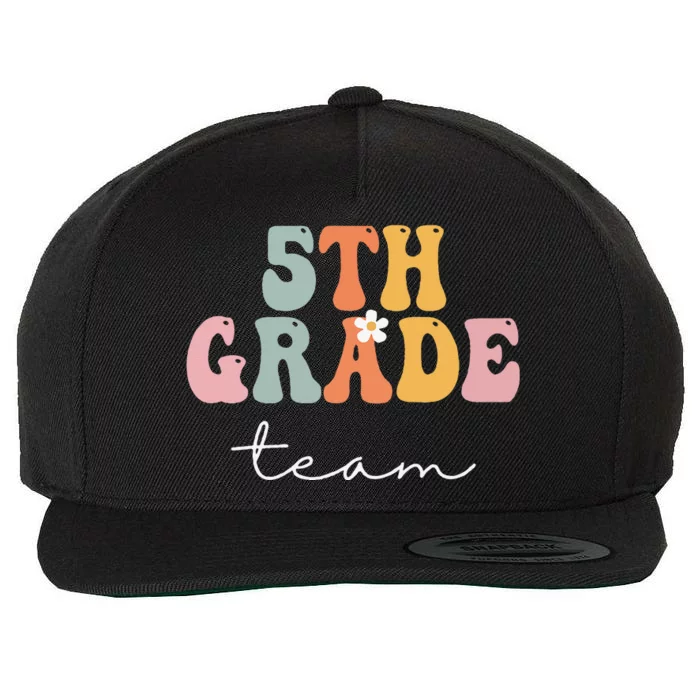 5th Grade Team Retro Groovy Women Happy First Day Of School Wool Snapback Cap