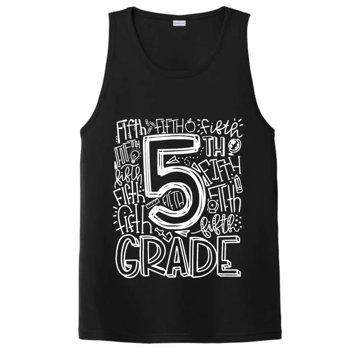 5th Grade Typography Team Fifth Grade Teacher Back To School Performance Tank