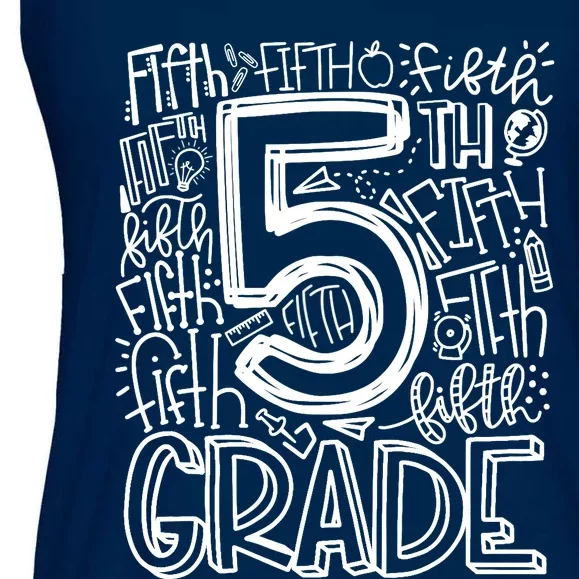 5th Grade Typography Team Fifth Grade Teacher Back To School Ladies Essential Flowy Tank