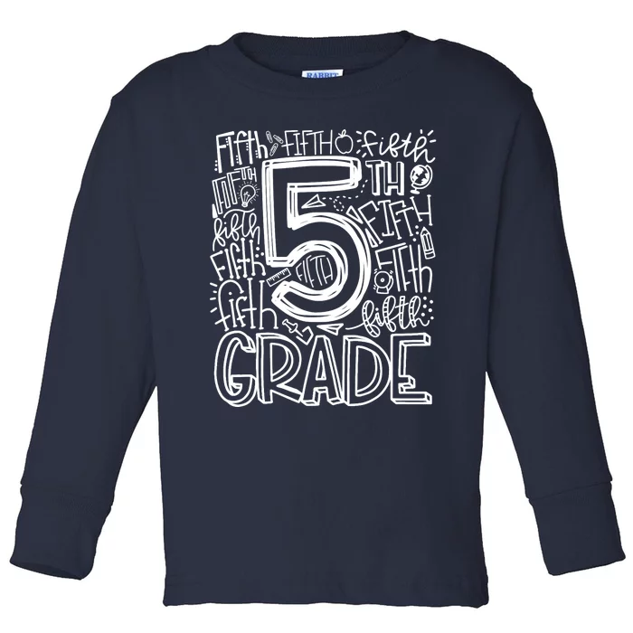 5th Grade Typography Team Fifth Grade Teacher Back To School Toddler Long Sleeve Shirt