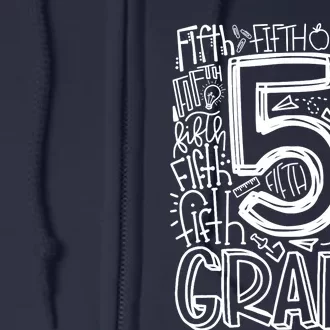 5th Grade Typography Team Fifth Grade Teacher Back To School Full Zip Hoodie