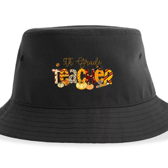 5th Grade Teacher Fall Autumn Thanksgiving Halloween Pumpkin Sustainable Bucket Hat