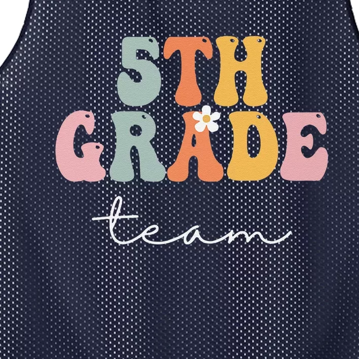 5th Grade Team Retro Groovy Women Happy First Day Of School Mesh Reversible Basketball Jersey Tank