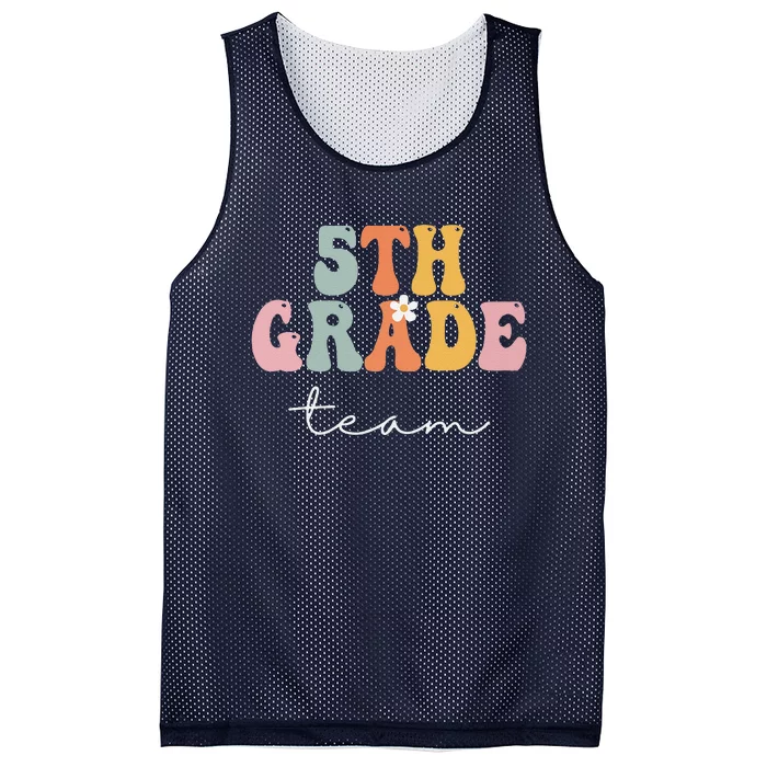 5th Grade Team Retro Groovy Women Happy First Day Of School Mesh Reversible Basketball Jersey Tank