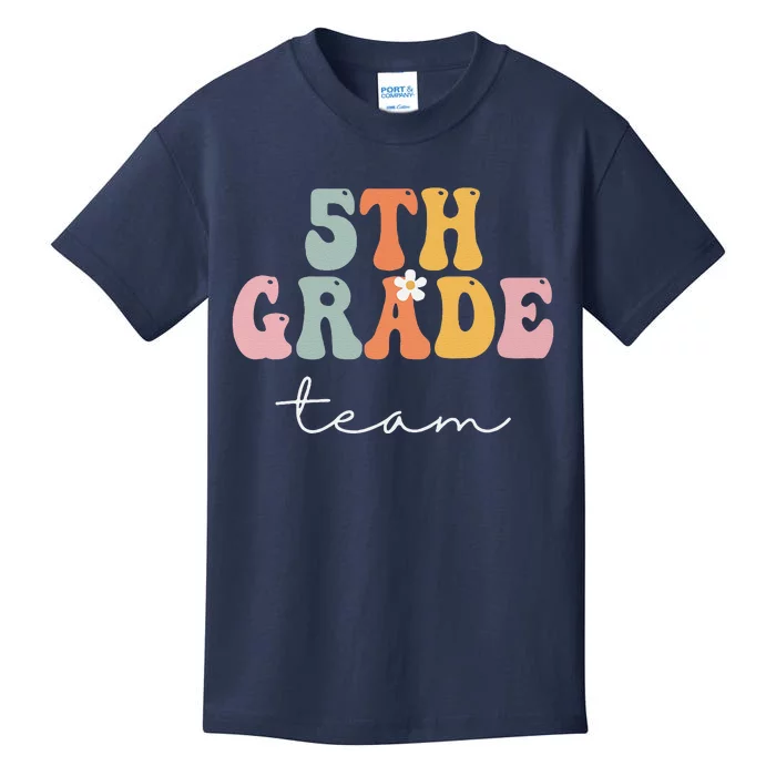 5th Grade Team Retro Groovy Women Happy First Day Of School Kids T-Shirt