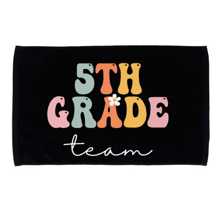 5th Grade Team Retro Groovy Women Happy First Day Of School Microfiber Hand Towel