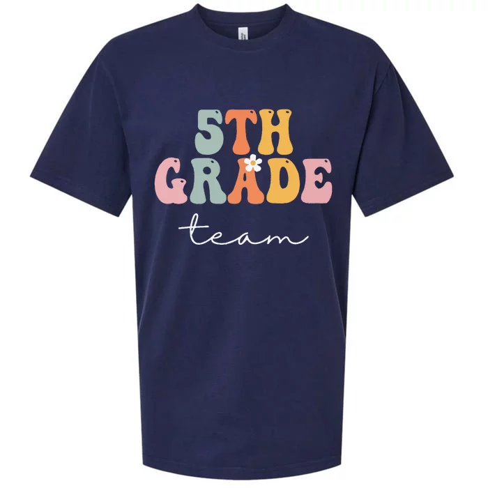 5th Grade Team Retro Groovy Women Happy First Day Of School Sueded Cloud Jersey T-Shirt