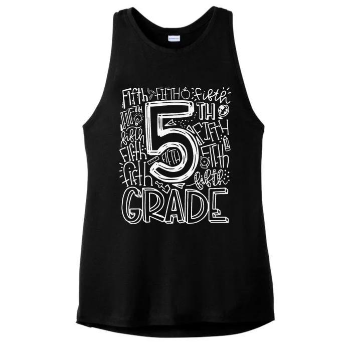 5th Grade Typography Team Fifth Grade Teacher Back To School Gift Ladies Tri-Blend Wicking Tank