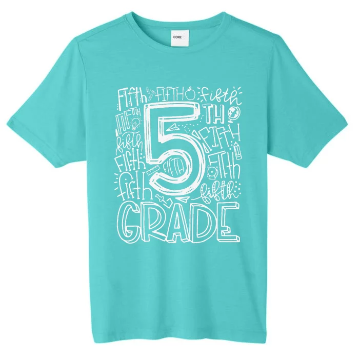 5th Grade Typography Team Fifth Grade Teacher Back To School Gift ChromaSoft Performance T-Shirt