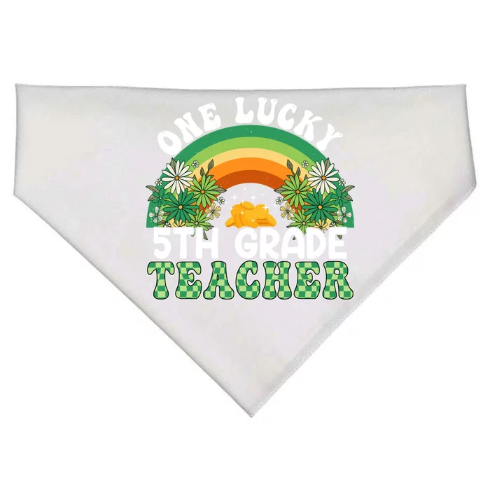 5th Grade Teacher Rainbow St Patricks Day One Lucky Teacher Gift USA-Made Doggie Bandana