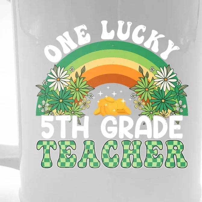 5th Grade Teacher Rainbow St Patricks Day One Lucky Teacher Gift Front & Back Beer Stein