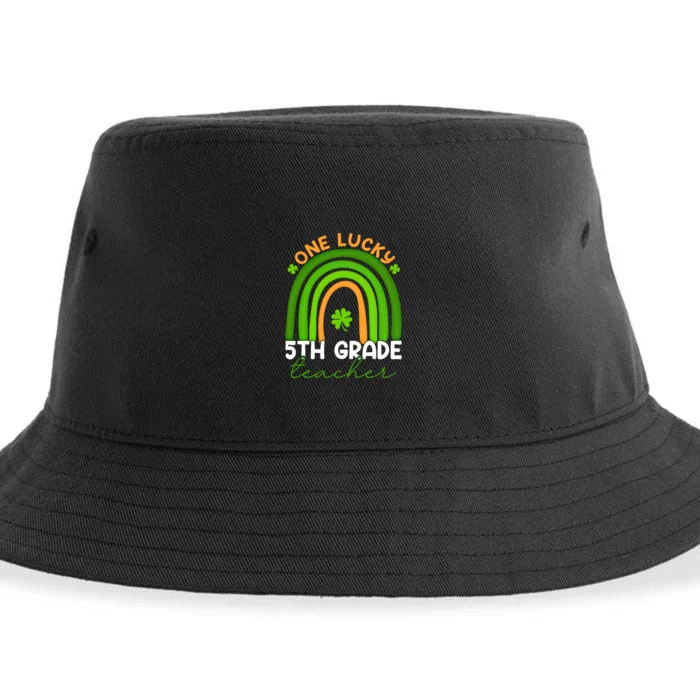 5th Grade Teacher Rainbow St Patricks Day One Lucky Teacher Gift Sustainable Bucket Hat