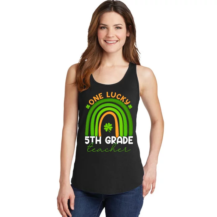 5th Grade Teacher Rainbow St Patricks Day One Lucky Teacher Gift Ladies Essential Tank