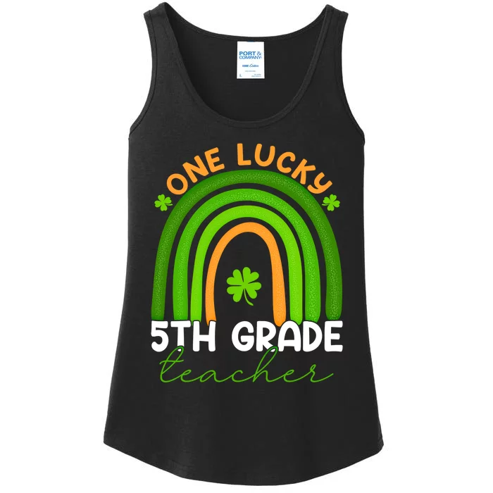 5th Grade Teacher Rainbow St Patricks Day One Lucky Teacher Gift Ladies Essential Tank