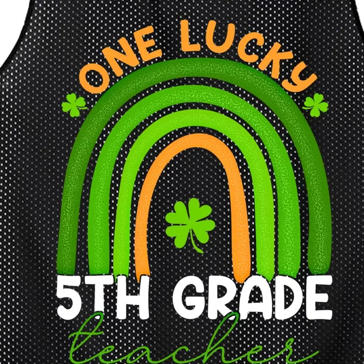 5th Grade Teacher Rainbow St Patricks Day One Lucky Teacher Gift Mesh Reversible Basketball Jersey Tank