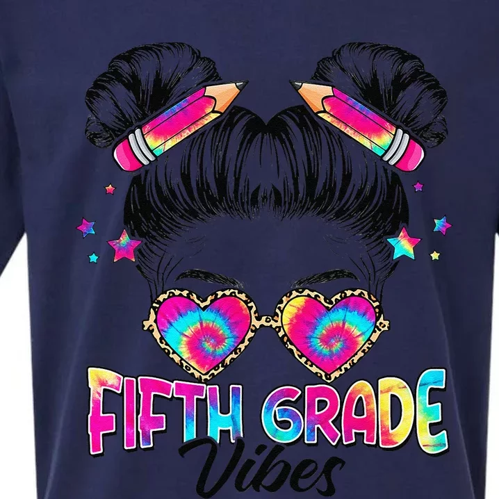 5th Grade Vibes Messy Hair Bun Back To School First Day Sueded Cloud Jersey T-Shirt