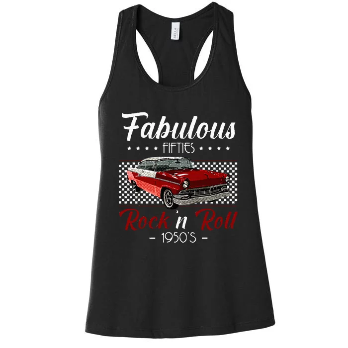 50s Hip Hop Retro 1950s Party Vintage Dance Car Dancer Women's Racerback Tank