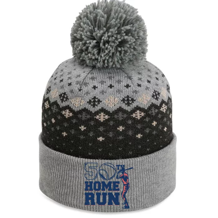 50th Home Run Baseball Birthday Gift The Baniff Cuffed Pom Beanie