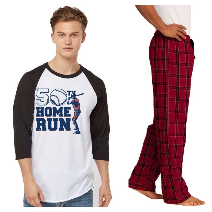 50th Home Run Baseball Birthday Gift Raglan Sleeve Pajama Set