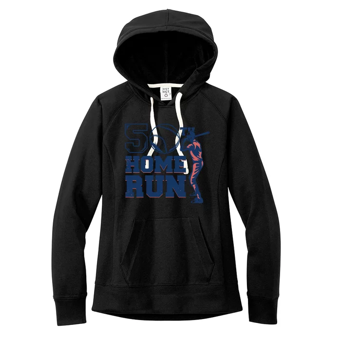 50th Home Run Baseball Birthday Gift Women's Fleece Hoodie