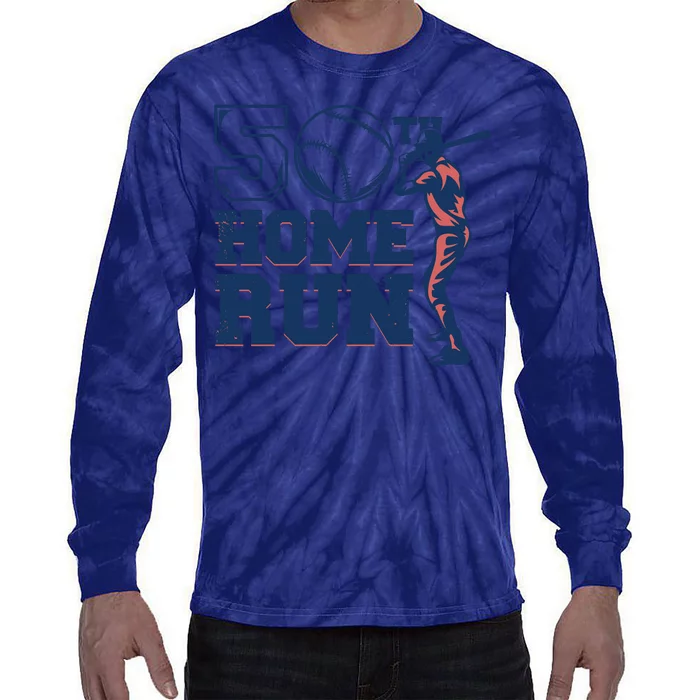 50th Home Run Baseball Birthday Gift Tie-Dye Long Sleeve Shirt