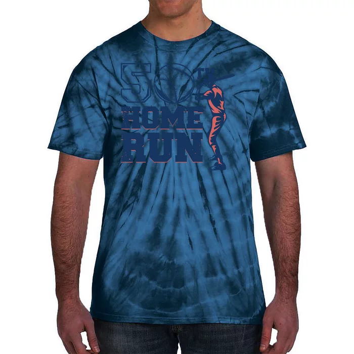 50th Home Run Baseball Birthday Gift Tie-Dye T-Shirt