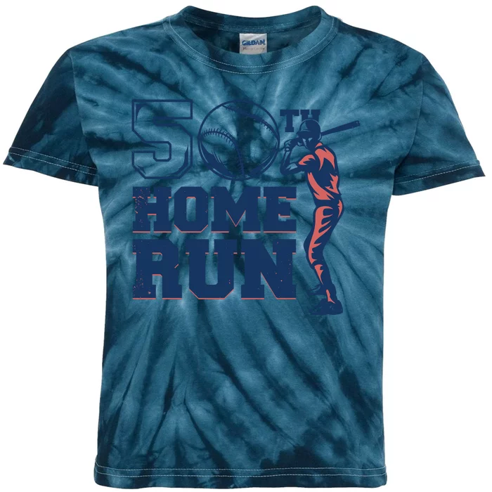 50th Home Run Baseball Birthday Gift Kids Tie-Dye T-Shirt