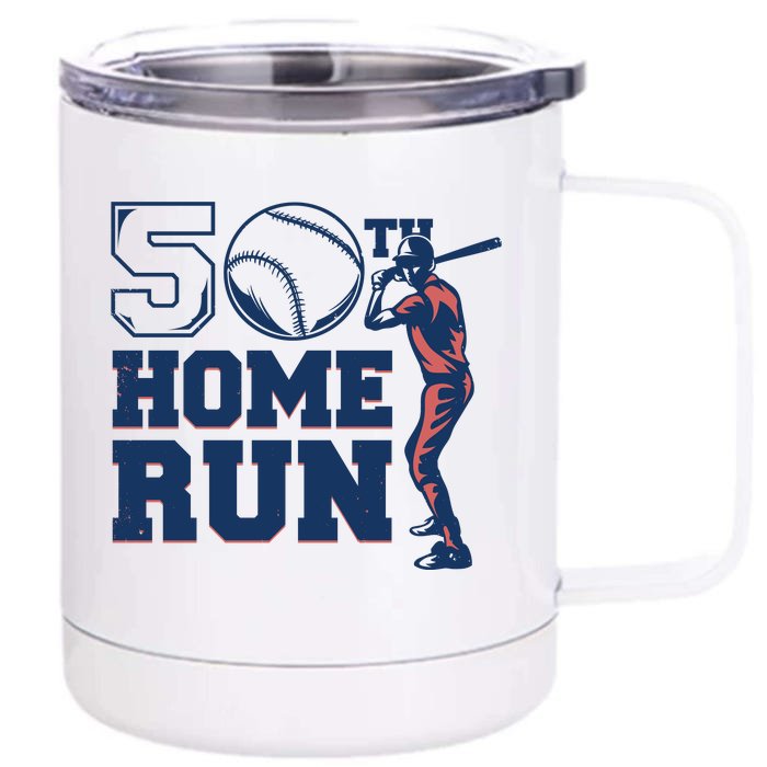 50th Home Run Baseball Birthday Gift Front & Back 12oz Stainless Steel Tumbler Cup