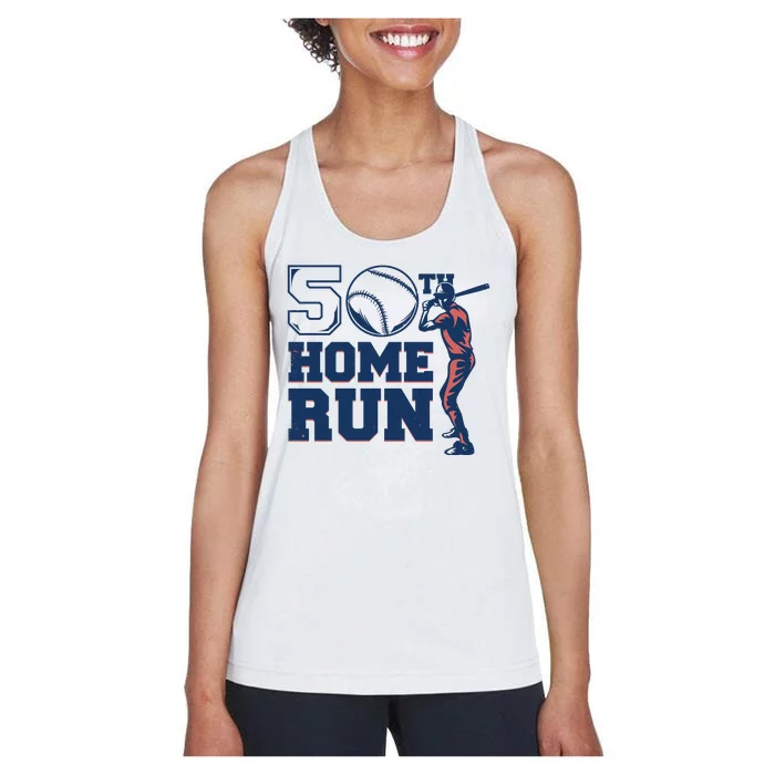 50th Home Run Baseball Birthday Gift Women's Racerback Tank