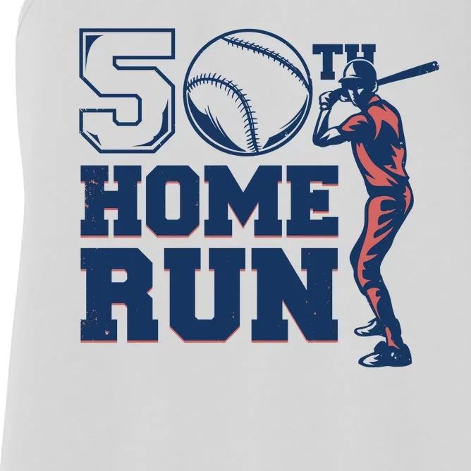 50th Home Run Baseball Birthday Gift Women's Racerback Tank