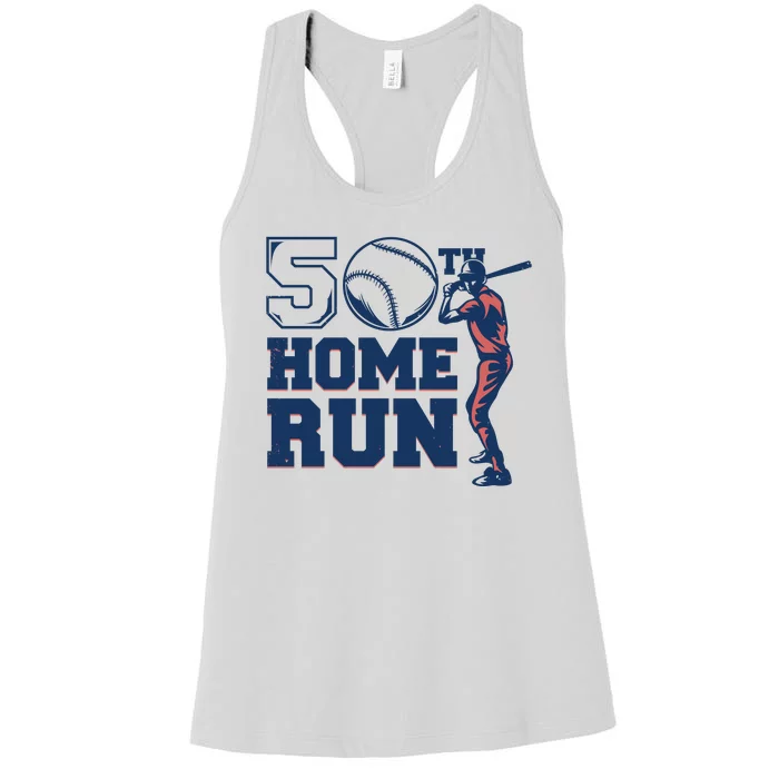 50th Home Run Baseball Birthday Gift Women's Racerback Tank