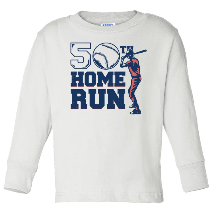 50th Home Run Baseball Birthday Gift Toddler Long Sleeve Shirt