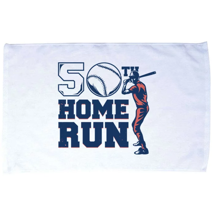 50th Home Run Baseball Birthday Gift Microfiber Hand Towel