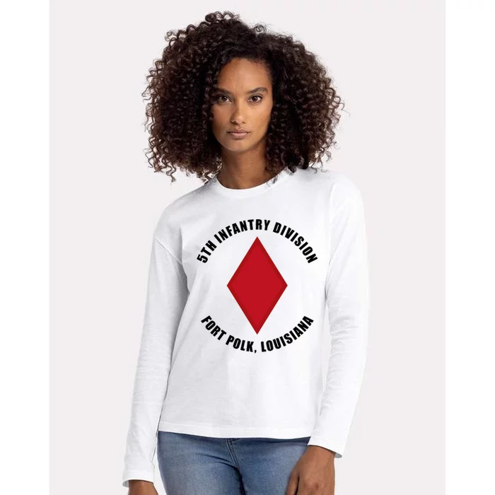 5th Infantry Division Fort Polk Louisiana Emblem Veteran Womens Cotton Relaxed Long Sleeve T-Shirt