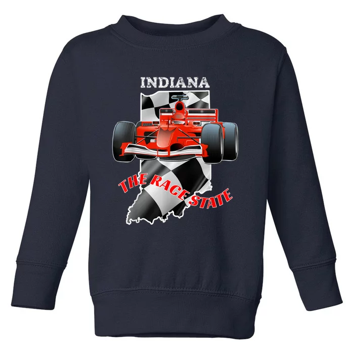 500 Indianapolis Indiana The Race State Checkered Flag Toddler Sweatshirt