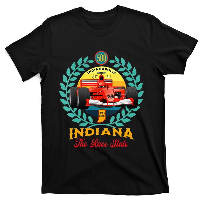 500 Indianapolis Indiana The Race State Checkered Flag T-Shirt